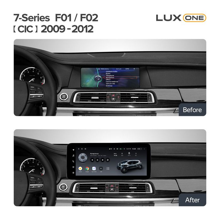 Магнитола для BMW 7 F01 2008-2012 CIC - Teyes LUX ONE ROUND монитор 12.3" 2K QLED на Android 10, Быстрая, CarPlay, 4G SIM-слот