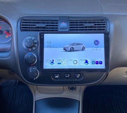 Магнитола для Honda Civic 7 2001-2005 левый руль - FarCar BM9-2K-9662L монитор 9.5" 2K QLED на Android 14, TS10, 4+32Гб, CarPlay, 4G SIM-слот