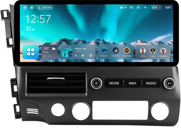 Магнитола для Honda Civic 8 4d 2005-2012 (левый руль) - Teyes CC4 монитор 12.3" 2K QLED + рамка LUX, Android 14, Быстрейшая, Snapdragon 680, DSP, CarPlay, 4G SIM-слот