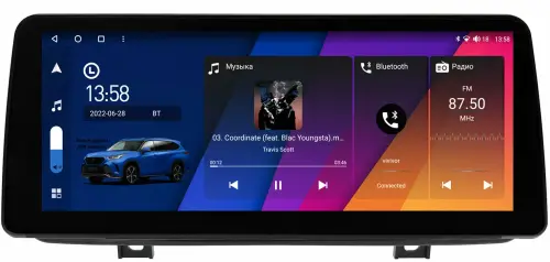 Магнитола для BMW 2-серия (F22) 2014-2021 - Canbox H-Line 2107 монитор 12.3" QLED в стиле BMW на Android 10, ТОП-процессор, CarPlay, 4G SIM-слот