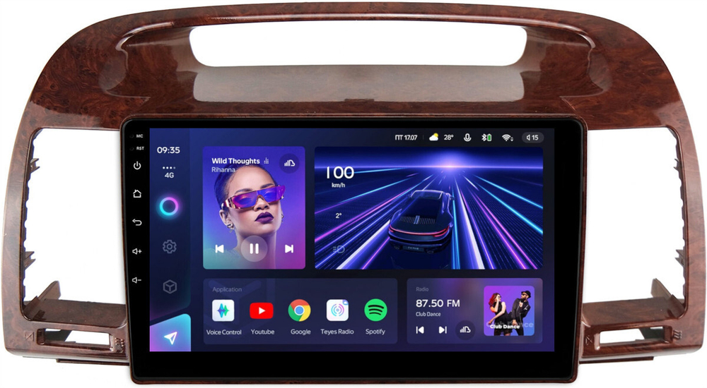 Магнитола для Toyota Camry 30 2001-2006 (рамка дерево 1) - Teyes CC3L монитор 9" IPS на Android 10, 8-ядер, CarPlay, 4G SIM-слот
