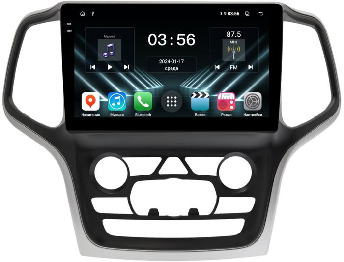 Магнитола для Jeep Grand Cherokee WK2 2013-2022 (ШГУ 8.4", рамка большая) - FarCar DX9-9564F4 монитор 9.5" IPS на Android 13, 4+64Гб, CarPlay