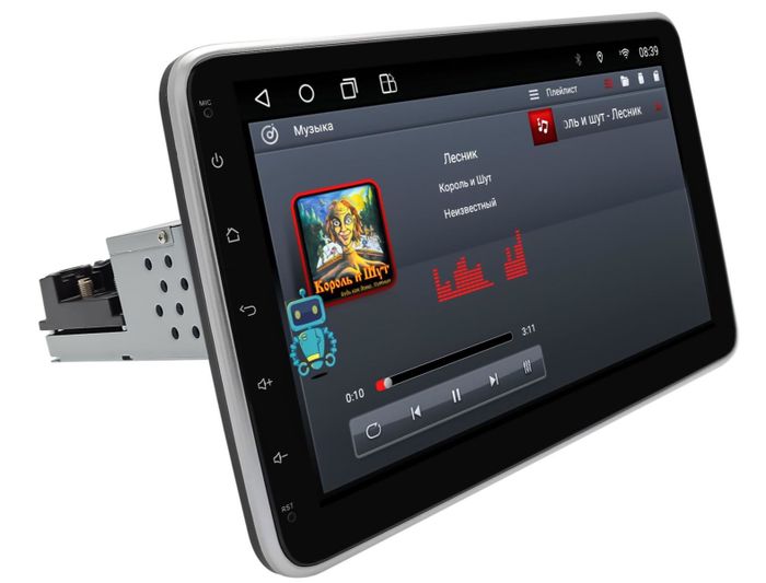 1DIN магнитола с поворотным 10" монитором - WideMedia Android 10, Быстрая, CarPlay, 4G SIM-слот