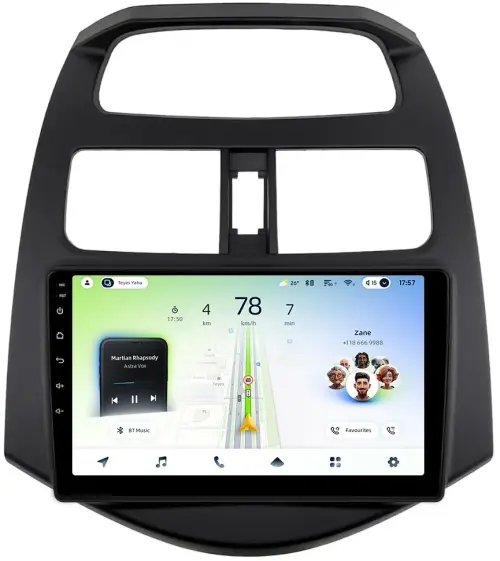Магнитола для Chevrolet Spark M300 2009-2022, Ravon R2 (рамка матовая) - Teyes CC4L монитор 9" IPS на Android 14, Быстрая, Snapdragon 662, CarPlay, 4G SIM-слот