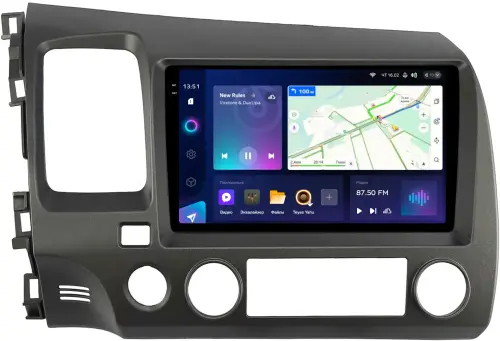 Магнитола для Honda Civic 8 4d 2005-2012 (левый руль, рамка 9) - Teyes CC3-2K на Android 10, 2K QLED, ТОП процессор, CarPlay, 4G SIM-слот