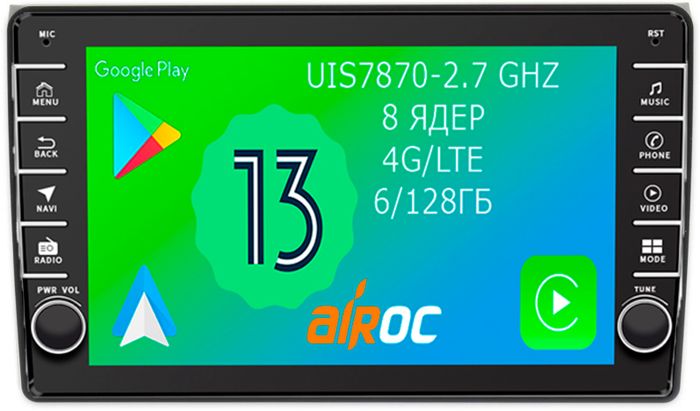 Магнитола для AUDI A3 2003-2011 - Airoc AB-3605 (кнопки и крутилки), Android 13, Быстрая, SIM-слот, CarPlay