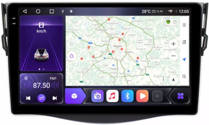 Магнитола для Toyota RAV4 30 2005-2012, Vanguard - Kuberg OL-9688 QLed+2K, Android 12, TS10, CarPlay, 4G SIM-слот