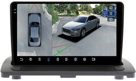 Магнитола для Volvo XC90 2002-2014 (рамка наверх) - FarCar BX173M-360 монитор 9.5" 2K QLED на Android 13, 6Гб+128Гб, CarPlay, 4G SIM-слот, 4 камеры в комплекте