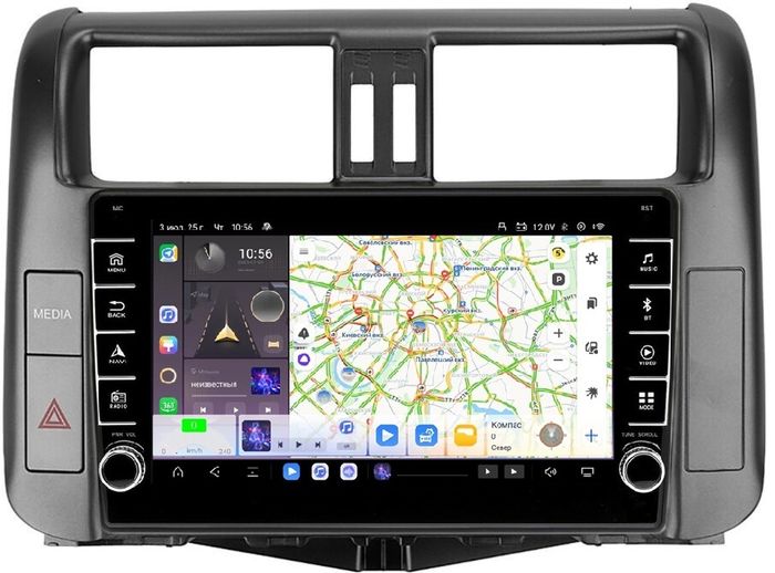 Магнитола для Toyota Land Cruiser Prado 150 2009-2013 (взамен 7" навигации) - Kuberg EW-9613-2 (кнопки и крутилки) Android 13, TS20, 6+128Гб, CarPlay, 4G SIM-слот