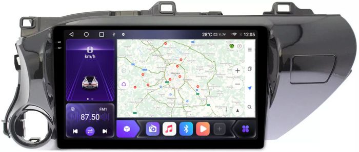 Магнитола для Toyota Hilux 8 2015-2023+ - Kuberg SF-1686 QLed+2K, Android 12, TS10, CarPlay, 4G SIM-слот