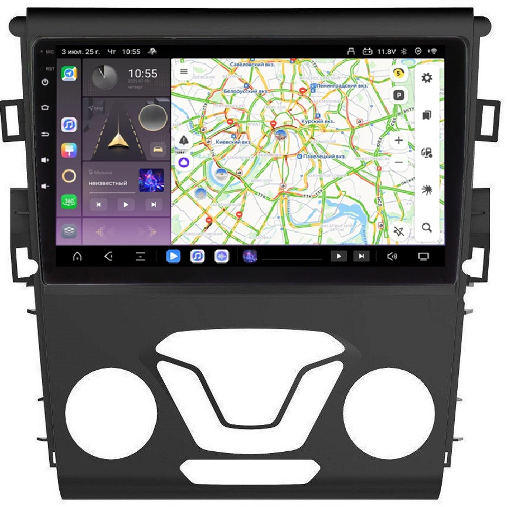 Магнитола для Ford Mondeo 5 2015-2019 (взамен 5" экрана) - Kuberg QLed, Android 13, TS20, CarPlay, SIM-слот
