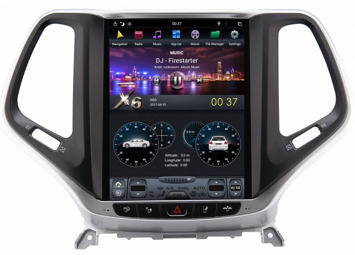 Магнитола для Jeep Cherokee 2014-2023 - Kuberg ZF-1018G-Q6 вертикальный экран 10.4" в стиле "Тесла" на Android 11, 8/128Гб, CarPlay, 4G SIM-слот