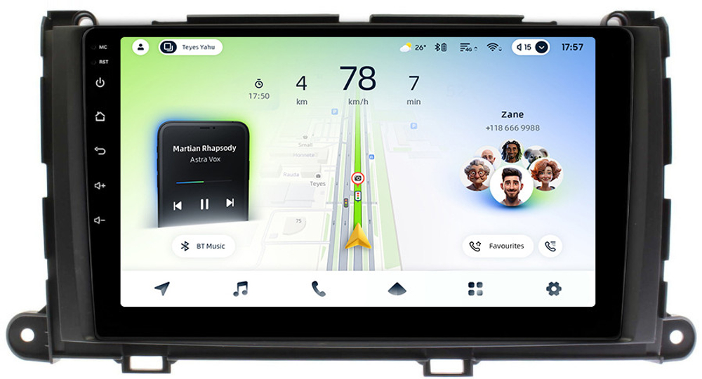 Магнитола для Toyota Sienna 3 2010-2014 - Teyes CC4L монитор 9" IPS на Android 14, Snapdragon 662, CarPlay, 4G SIM-слот