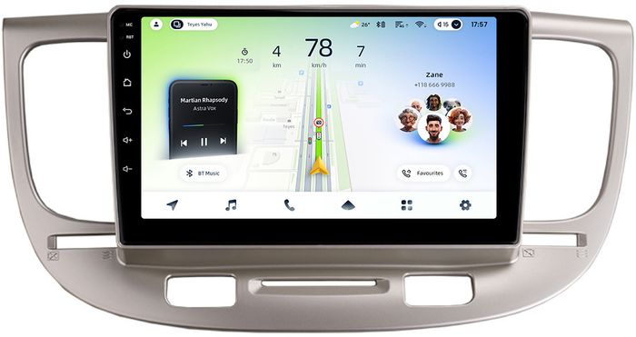 Магнитола для KIA Rio 2 2005-2011 (рамка бежевая) - Teyes CC4L монитор 9" IPS, Android 14, Быстрая, Snapdragon 662, CarPlay, 4G SIM-слот
