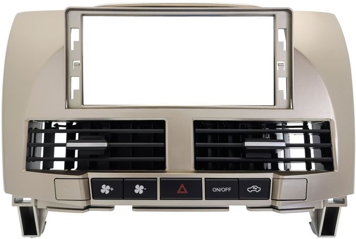 Магнитола для Lexus RX 2003-2009, Toyota Harrier XU30 2003-2013 (ШГУ монохром, рамка серо-бежевая LUX) - FarCar монитор 12.3" 2K QLED на Android 14, TS10, CarPlay, 4G SIM-слот