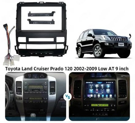 Магнитола для Toyota Land Cruiser Prado 120, Lexus GX470 (экран климата внизу, рамка 9") - Kuberg SF-9696-1 QLed+2K, Android 13, UIS7870 (DUDU7), CarPlay, SIM-слот
