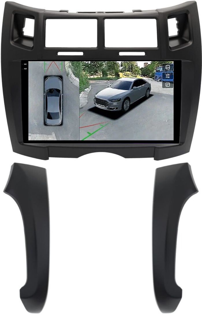 Магнитола для Toyota Vitz 2, Yaris 2 2005-2011 (рамка черная тип 2) - Teyes CC3-2K-360 на Android 10, 2K QLED, 6Гб+128Гб, CarPlay, 4G SIM-слот, 4 камеры в комплекте