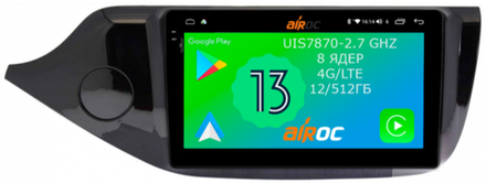 Магнитола для KIA Ceed 2 (JD) 2012-2018 (рамка глянцевая) - Airoc 2K AU-2328 на Android 13, TS20, 12/512Гб, SIM-слот