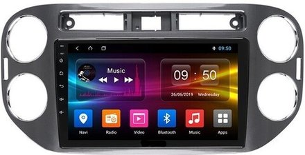 Магнитола для Volkswagen Tiguan 1 2011-2017 (рамка серая) - Kuberg OL-9908-2-IJ IPS, Android 10, 8 ядер (TS18), 4G SIM-слот