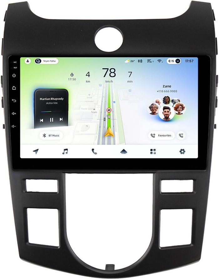 Магнитола для KIA Cerato 2 2008-2013 (климат, рамка черная) - Teyes CC4L монитор 9" IPS на Android 14, Snapdragon 662, CarPlay, 4G SIM-слот