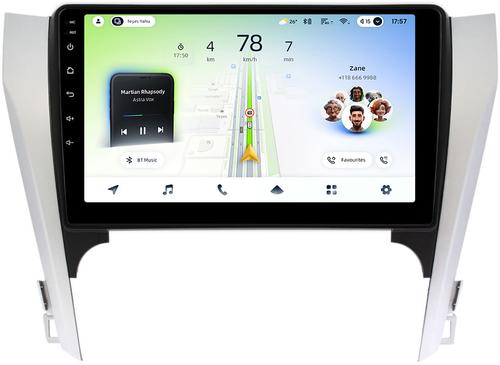 Магнитола для Toyota Camry 50 2011-2014 (рамка серебристо-черная) - Teyes CC4L монитор 10" IPS на Android 14, Быстрая, Snapdragon 662, CarPlay, 4G SIM-слот