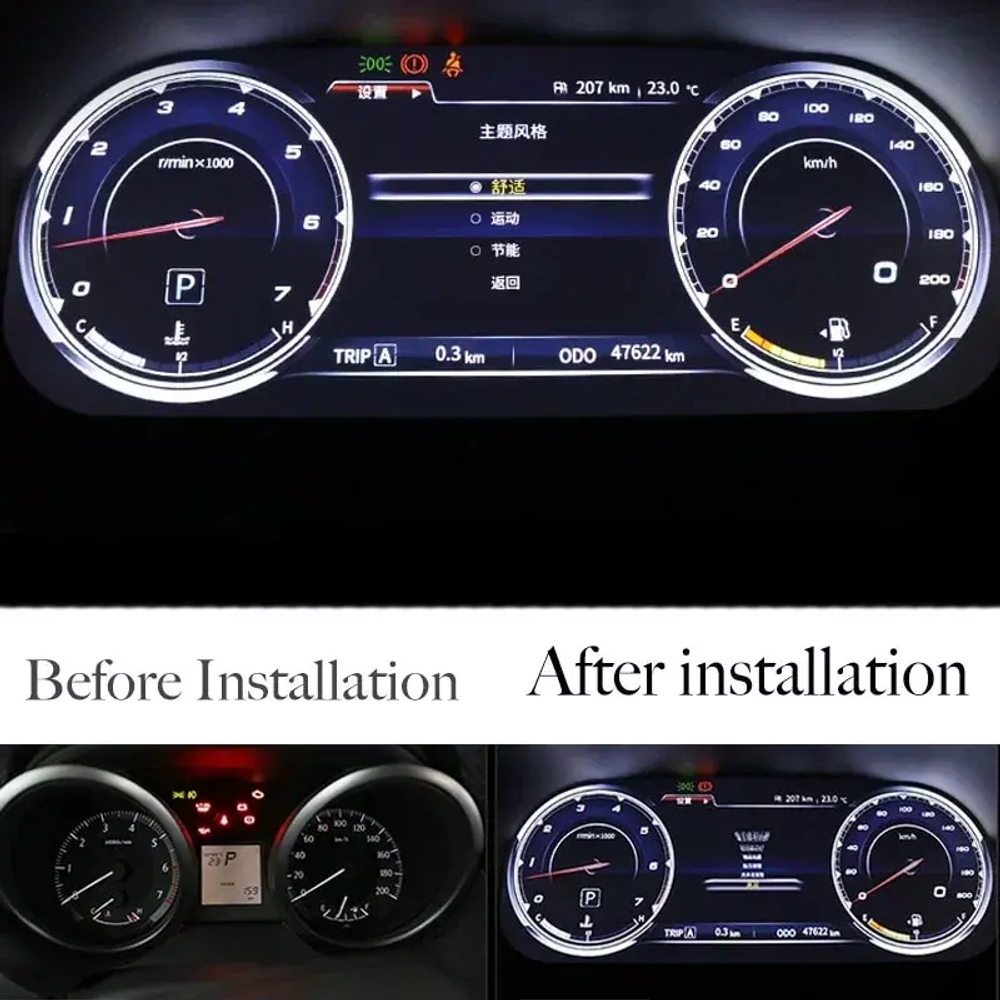 Электронная панель приборов Toyota Land Cruiser 200 2007-2015 - Kuberg NH-LCD-T01 с LCD / ЖК 12.3" экраном QLED