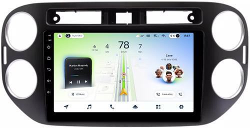 Магнитола для Volkswagen Tiguan 1 2011-2016 (аварийка прямоугольная, рамка чёрная) - Teyes CC4L монитор 9" IPS на Android 14, Snapdragon 662, CarPlay, 4G SIM-слот