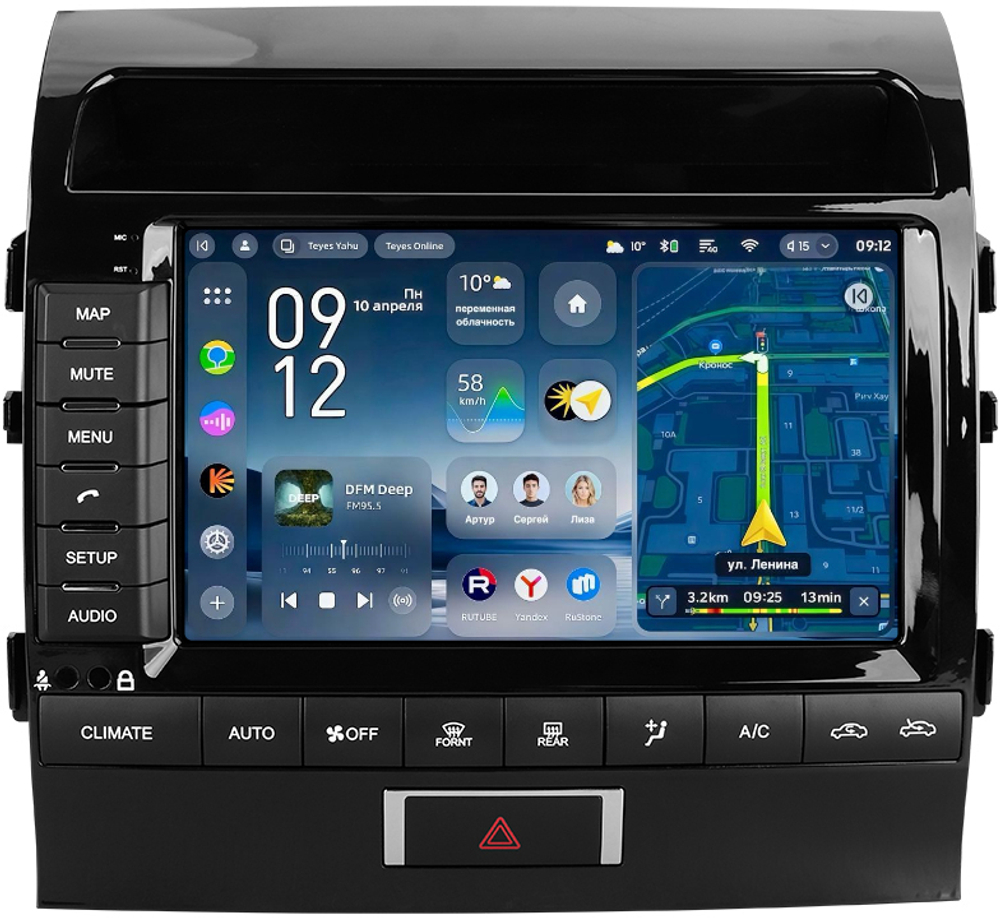 Магнитола для Toyota Land Cruiser 200 2010-2012 (климат на ШГУ) - Teyes CC4-PRO монитор 9.5" 2K QLED на Android 13, Snapdragon 778G, ИИ, CarPlay, DSP, 4G SIM-слот