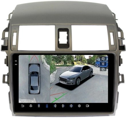 Магнитола для Toyota Corolla 150 2006-2013 (рамка тип 2) - FarCar BX063-2M-360 монитор 9.5" 2K QLED на Android 13, 6Гб+128Гб, CarPlay, 4G SIM-слот, 4 камеры в комплекте