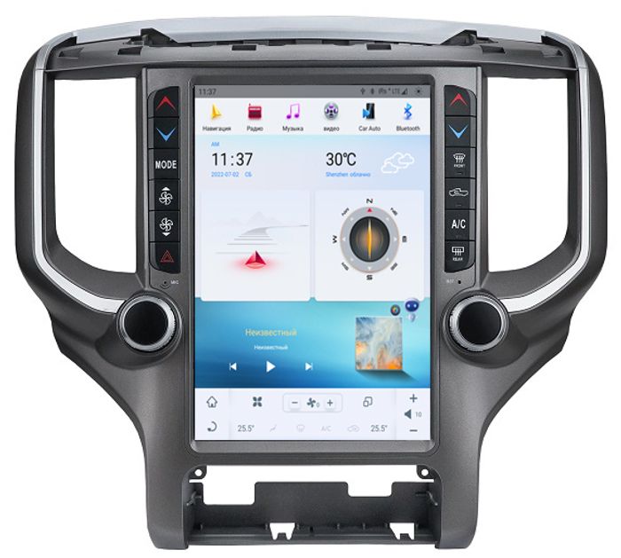 Магнитола для Dodge Ram 2018+ - Kuberg ZF-1265-Q6 вертикальный экран в стиле "Тесла" на Android 11, 8Гб+128Гб, CarPlay, 4G SIM-слот