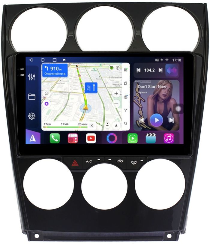 Магнитола для Mazda 6 GG 2002-2007 - FarCar S500-TS10 монитор 9.5" QLED на Android 14, Быстрая, CarPlay, 4G SIM-слот