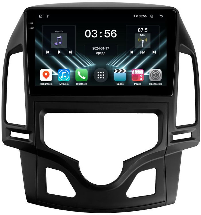 Магнитола для Hyundai i30 1 2007-2012 (климат) - FarCar DX043M монитор 9.5" IPS на Android 13, 4+64Гб, CarPlay