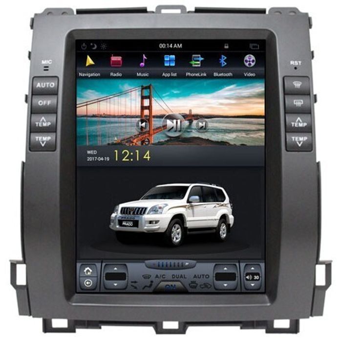 Магнитола для Toyota Land Cruiser Prado 120, Lexus GX470 (экран климата внизу) - Kuberg ZF-1116H-GE вертикальный экран в стиле "Тесла" на Android 13, 8Гб+128Гб, CarPlay, 4G SIM-слот