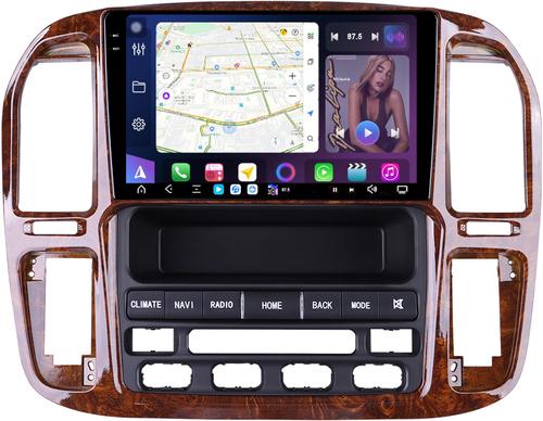 Магнитола для Toyota Land Cruiser 100, Lexus LX470 1998-2002 (климат на ШГУ, рамка дерево) - FarCar XXL9-9608F4 монитор 9.5" 2K QLED на Android 14, TS20, 8+256Гб, CarPlay, 4G SIM-слот