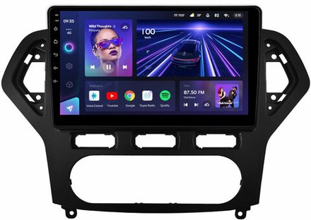 Магнитола для Ford Mondeo 4 2007-2010 (рамка чёрная) - Teyes CC3 на Android 10, QLED, ТОП процессор, 4Гб+32Гб, CarPlay, 4G SIM-слот
