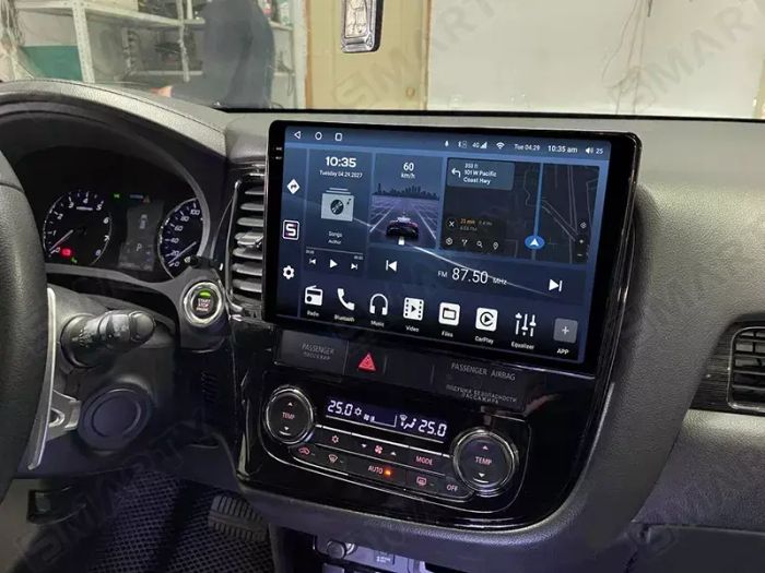 Магнитола для Mitsubishi Outlander 3 2012-2022 (левый руль) - FarCar 7163 монитор 10.36" QLED на Android 14, TS18, CarPlay, 4G SIM-слот