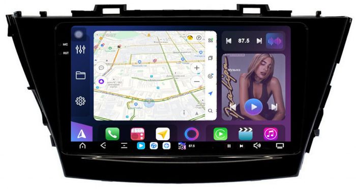 Магнитола для Toyota Prius Alpha 40 2014-2021 (правый руль) - FarCar GX9-9533F2 монитор 9.5" 2K QLED на Android 14, TS20, 6+128Гб, CarPlay, 4G SIM-слот