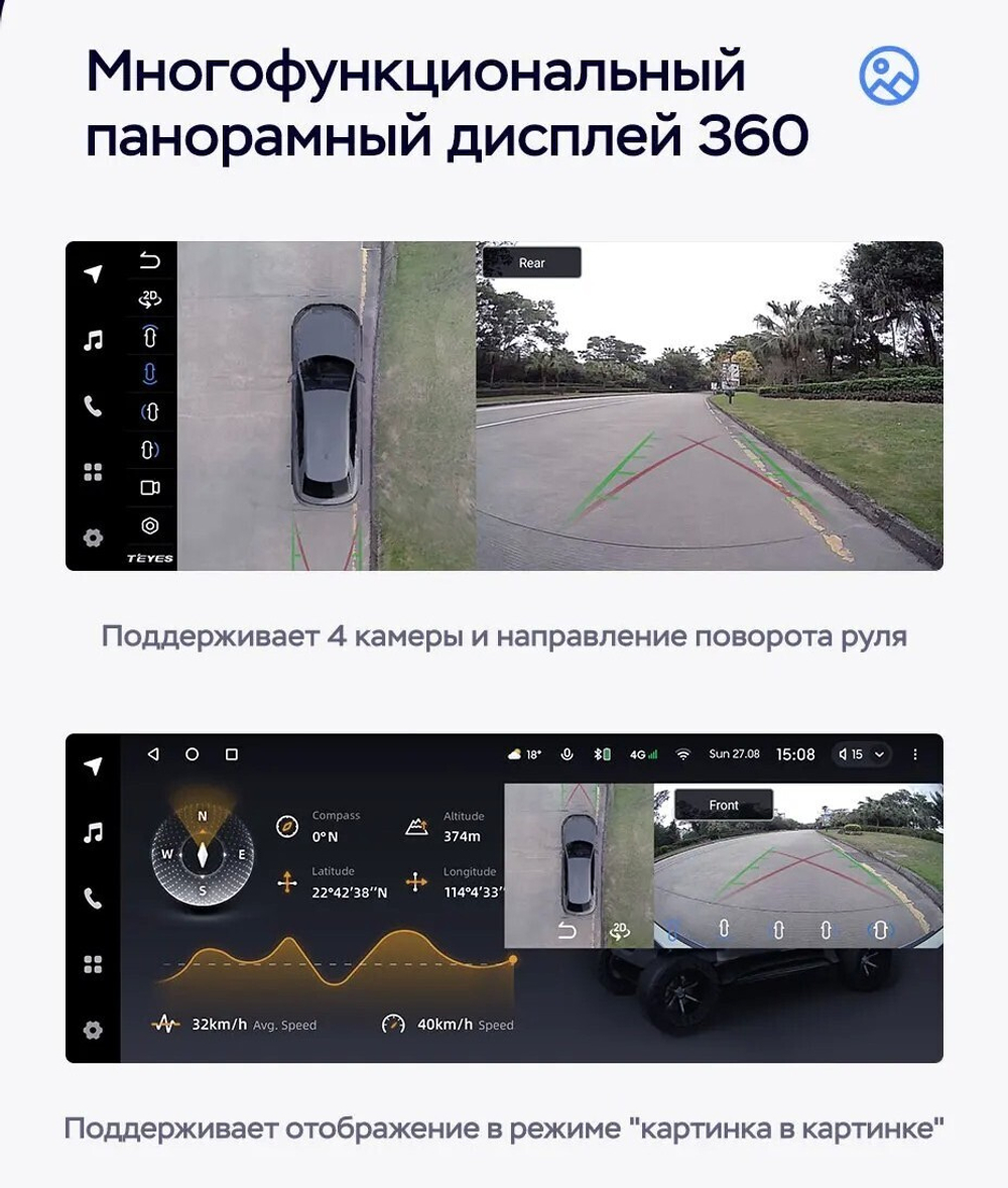 Магнитола для Lexus RX270, RX350, RX450h AL10 2009-2012 (ШГУ цветной, штатное меню не поддерживается) - Teyes LUX ONE 360 монитор 12.3" 2K QLED на Android 10, CarPlay, 4G SIM-слот, 6/128 ГБ, 4 камеры в комплекте