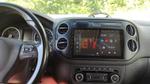 Магнитола для Volkswagen Tiguan 1 2011-2016 (аварийка прямоугольная, рамка чёрная) - FarCar S400-TS18 монитор 9.5" QLED на Android 14, CarPlay, 4G SIM-слот