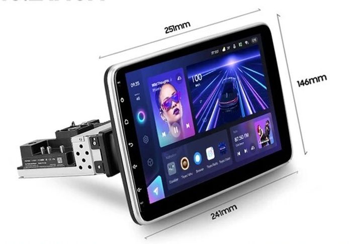 1DIN магнитола c поворотным экраном 10" QLED - Teyes CC3 Android 10, Быстрая, CarPlay, 4G SIM-слот