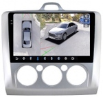 Магнитола для Ford Focus 2 2004-2011 (кондиционер) - FarCar BX003M-360 монитор 9.5" 2K QLED на Android 13, 6Гб+128Гб, CarPlay, 4G SIM-слот, 4 камеры в комплекте