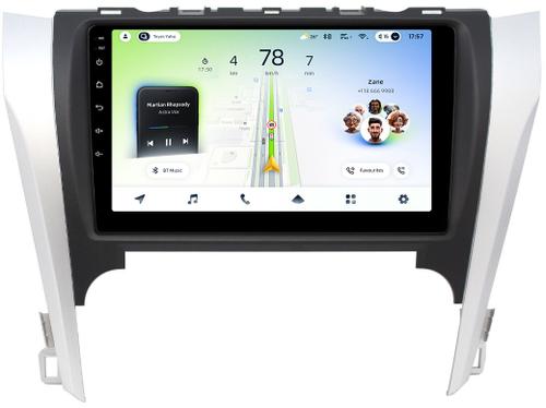 Магнитола для Toyota Camry 50 2011-2014 (рамка серебристо-черная) - Teyes CC4L монитор 9" IPS на Android 14, Быстрая, Snapdragon 662, CarPlay, 4G SIM-слот