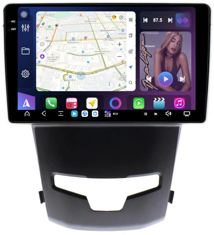 Магнитола для SsangYong Actyon 2 2013-2021 - FarCar XXL355M монитор 9.5" 2K QLED на Android 14, TS20, 8+256Гб, CarPlay, 4G SIM-слот