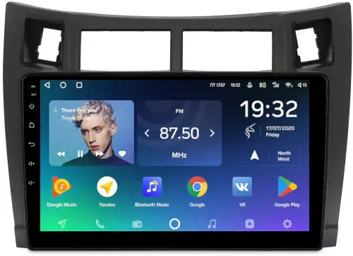 Магнитола для Toyota Vitz 2, Yaris 2 2005-2011 (рамка черная) - Teyes CC2 PLUS на Android 10, ТОП процессор, 4Гб+64Гб, 4G SIM-слот