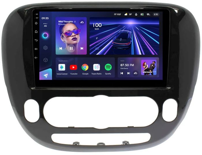 Магнитола для KIA Soul 2 2014-2019 (кондиционер, рамка глянцевая) - Teyes CC3L на Android 10, 8-ядер, CarPlay, 4G SIM-слот