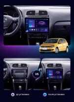 Магнитола для Volkswagen Polo 5 2009-2020 (рамка серебро) - Teyes CC3-2K-360 монитор 13" 2K QLED на Android 10, 6Гб+128Гб, CarPlay, 4G SIM-слот, 4 камеры в комплекте