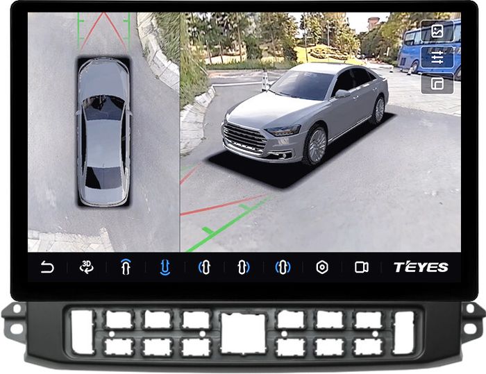 Магнитола для ГАЗ Газель НН 2019+, Соболь НН 2022+ (рамка черная) - Teyes CC3-2K-360 монитор 13" 2K QLED на Android 10, Быстрая, CarPlay, 4G SIM-слот, 4 камеры в комплекте