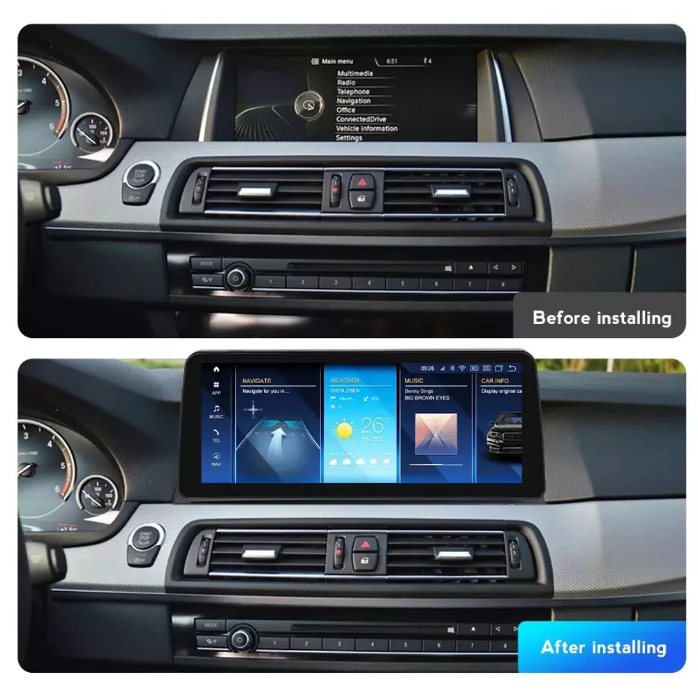 Магнитола для BMW 5 (F10) 2012-2016 NBT - Kuberg MKD монитор 12.3", Android 11, 6/128Гб, CarPlay, 4G SIM-слот