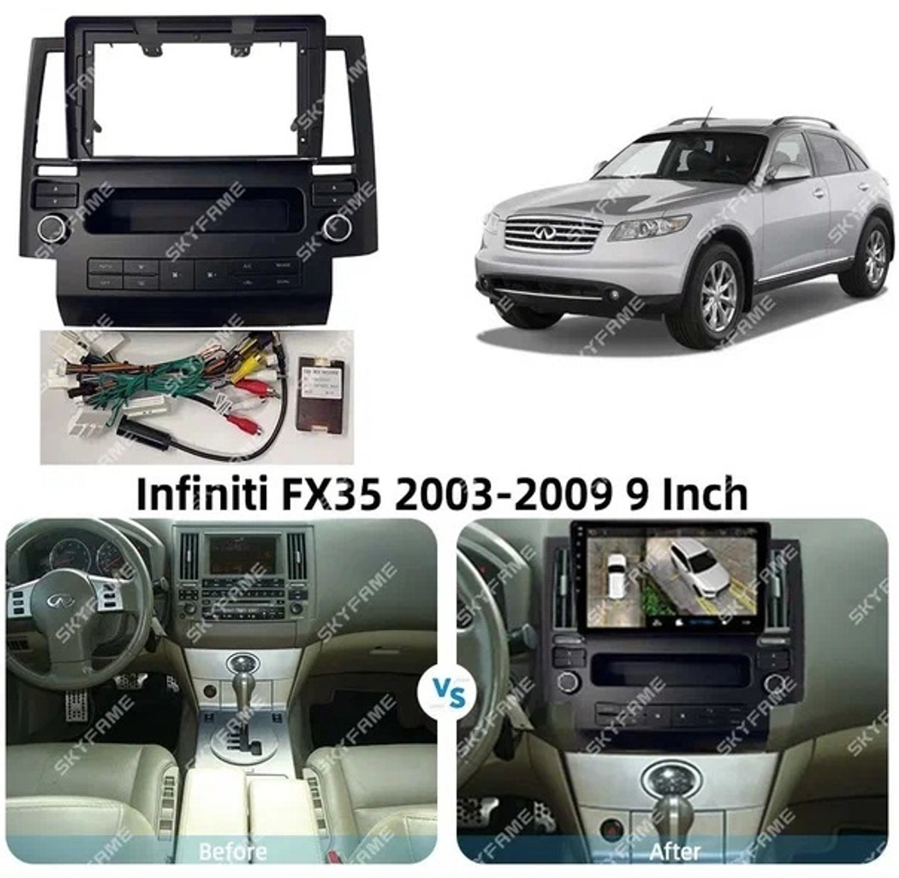 Магнитола для Infiniti FX35, FX45 2003-2005 - Kuberg SF-9279-1 QLed, Android 12, TS10, CarPlay, 4G SIM-слот