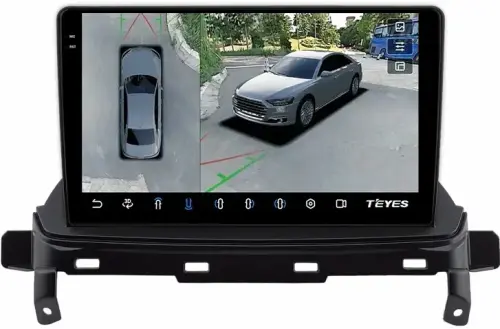 Магнитола для Mitsubishi Eclipse Cross (взамен ШГУ-планшета) - Teyes CC3-2K-360 монитор 9.5" 2K QLED на Android 10, 6Гб+128Гб, CarPlay, 4G SIM-слот, 4 камеры в комплекте